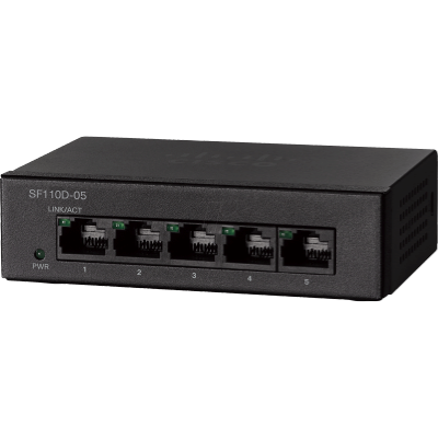 Cisco SF110D 05   5 Port 10/100 Desktop Switch   Auto Switching